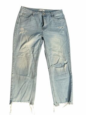 Vervet Distressed Wide Leg Jeans Size 31 Light Wash Raw Hem High Rise